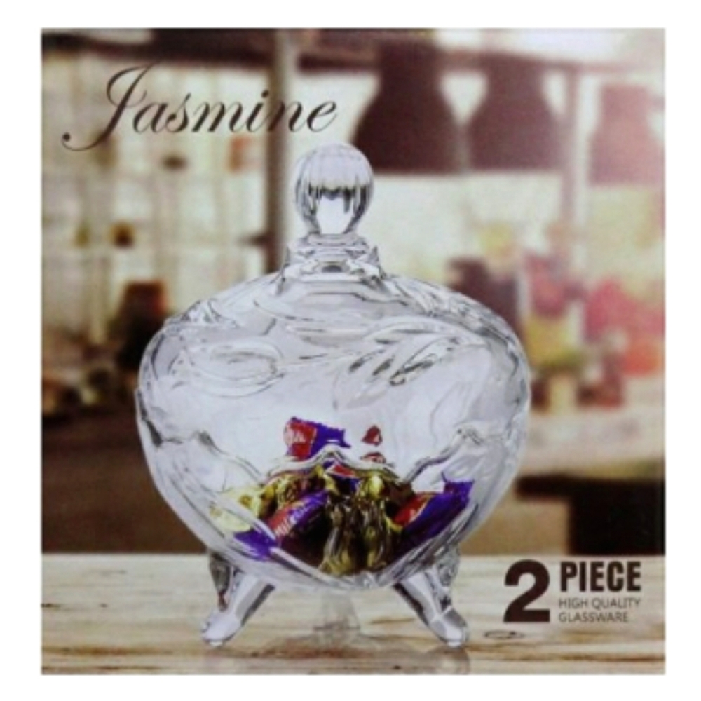 JASMINE 2 Pc High Quality Glassware 3.5" Candy Box Dish